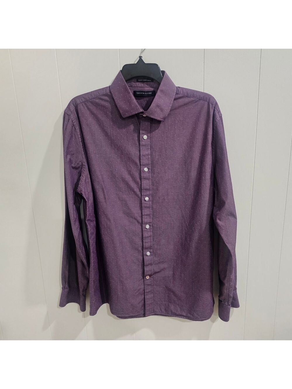 Tommy Hilfiger Slim Fit Dress Shirt | Soft Plum | Like New Sz 16 Neck Arm 24 - Picture 3 of 10